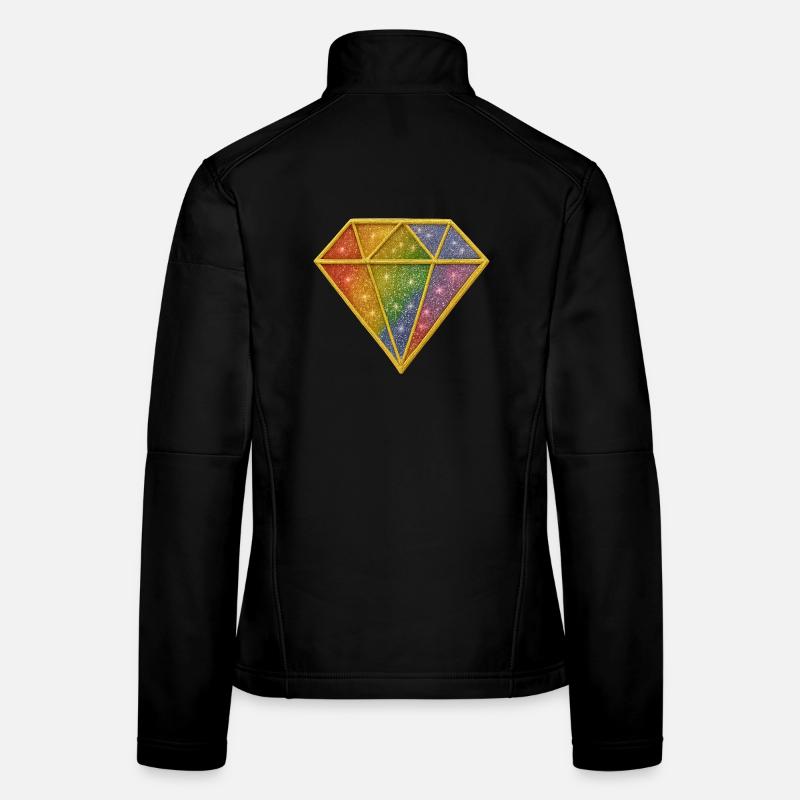 Rainbow Glitter Diamond Patch Women's Softshell Jacket