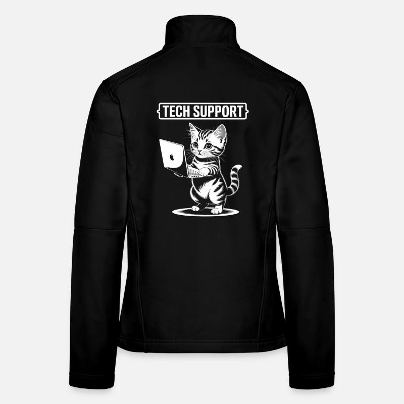Support technique amusant, chat mignon, informatique ironique Veste en tissu softshell Femme