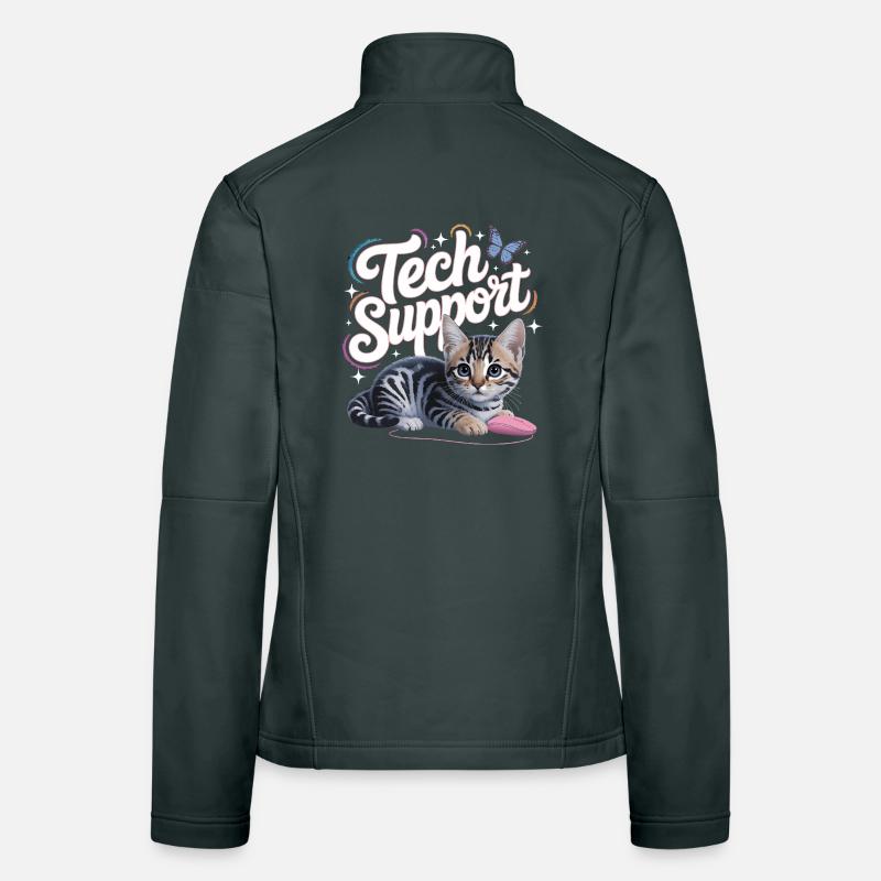 Support technique amusant, chat mignon, informatique ironique Veste en tissu softshell Femme