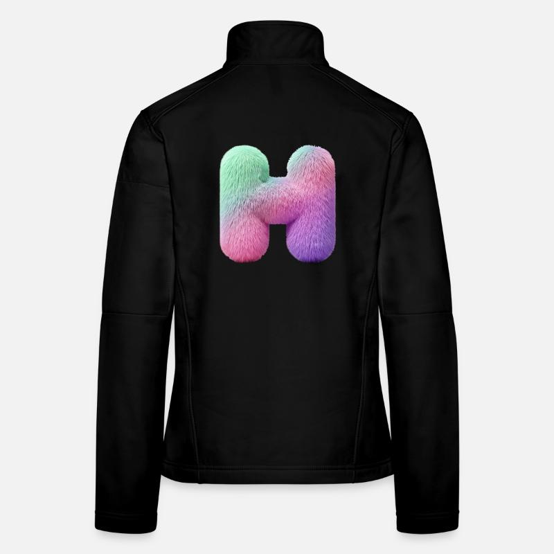 Lettre H en aspect fourrure pastel et dégradé de couleurs Veste en tissu softshell Femme