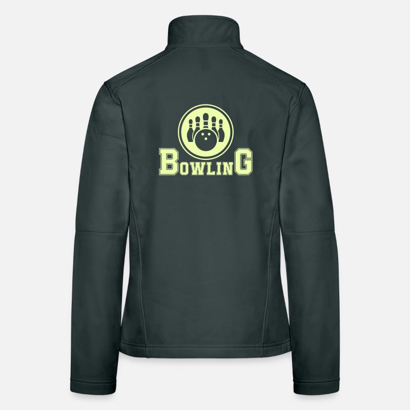 Retro Bowling Design in Neon Green Women's Softshell Jacket