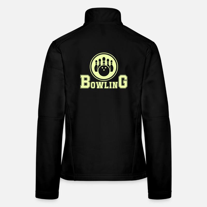 Retro Bowling Design in Neon Green Women's Softshell Jacket