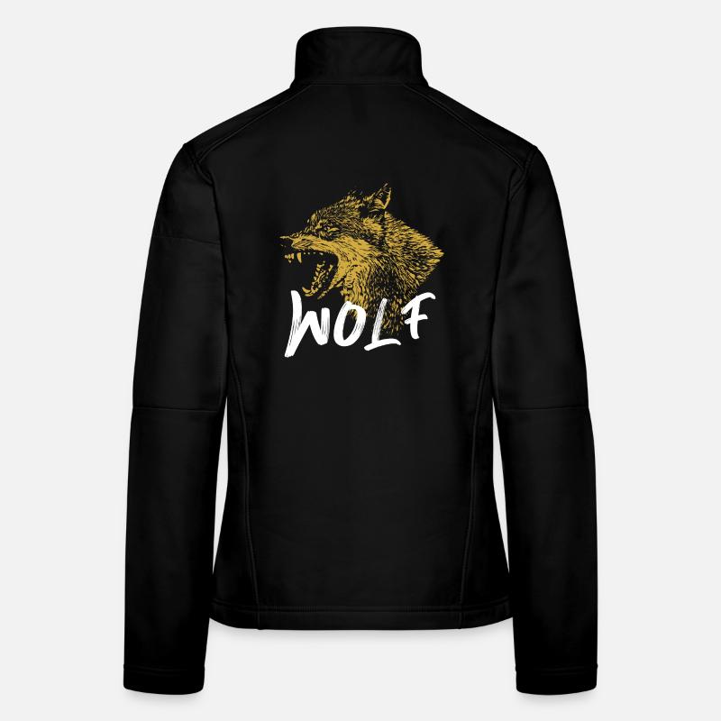 Golden Wolf Illustration Design Women's Softshell Jacket