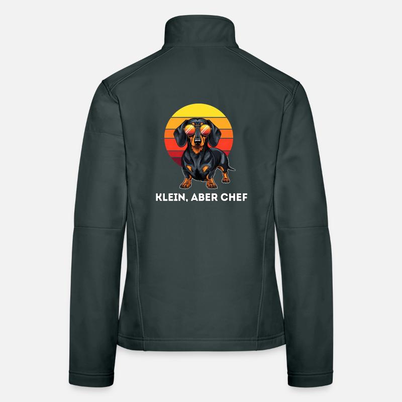 Dackel Klein aber Chef Retro Spruch Design Frauen Softshelljacke