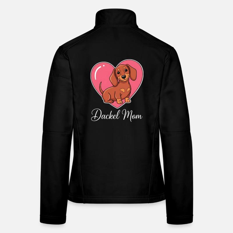 Dackel Mom Herz Motiv Cartoon Frauen Softshelljacke