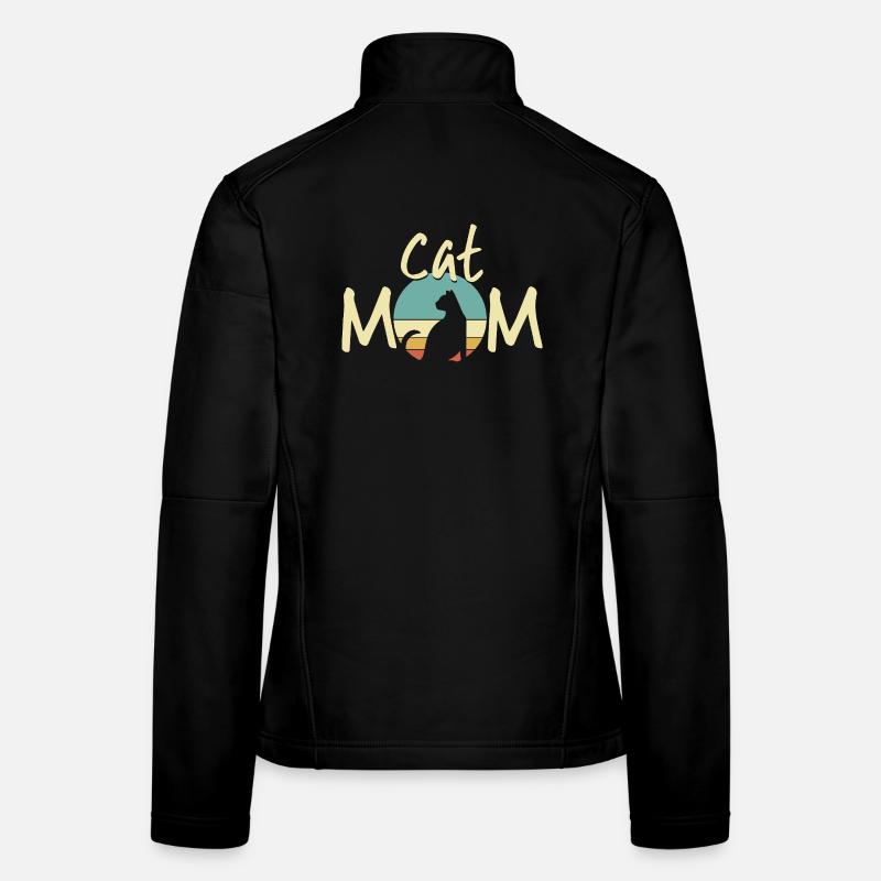 Chat Maman Coucher de Soleil Illustration - Cadeau d’Amant Chaton Veste en tissu softshell Femme