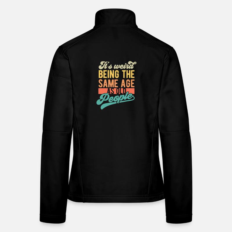 Humorous Flat Design about Age and Identity Women's Softshell Jacket