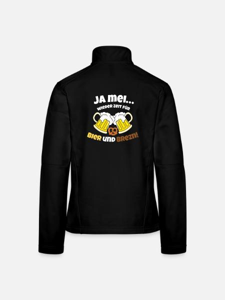 Ja Mei...wieder Zeit für Bier und Brezn! - Frauen Softshelljacke - Schwarz - Hinten