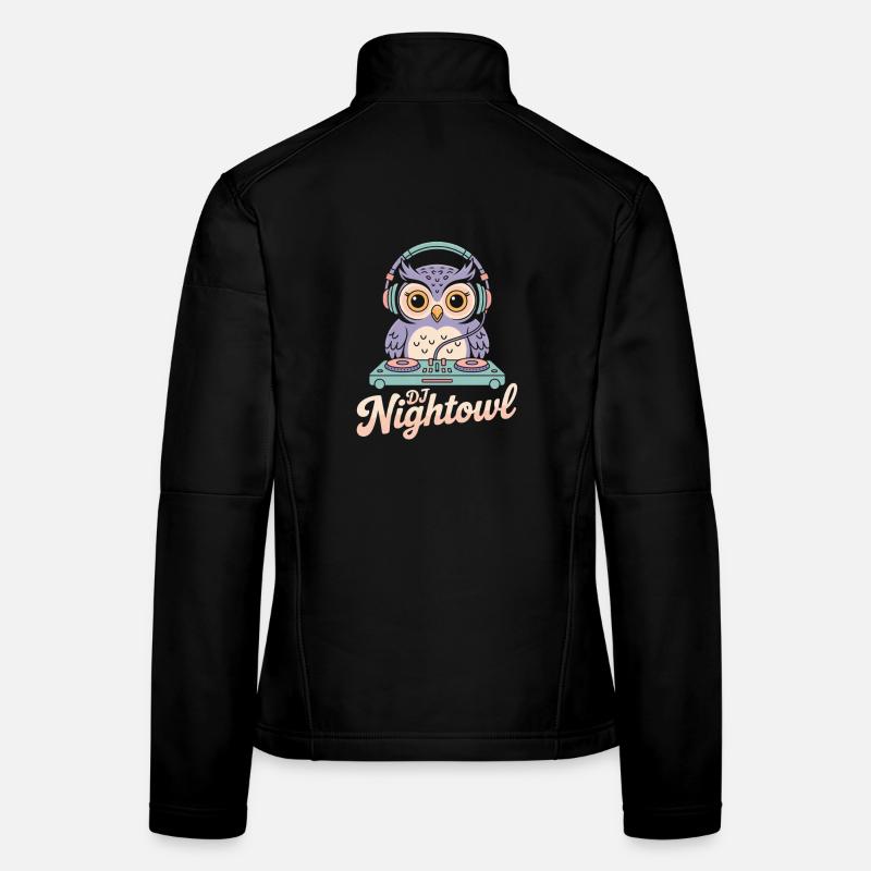 DJ Nightowl Eule Mit Kopfhörern Am Pult Frauen Softshelljacke