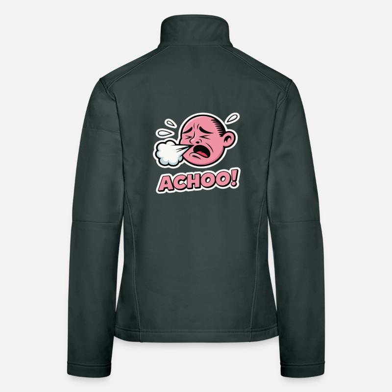 Vintage Comic Éternuement Expression Design Veste en tissu softshell Femme