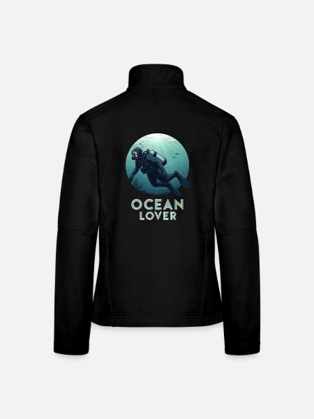 Diver Ocean Lover Underwater for Diving Friends - Women's Softshell Jacket - black - Back