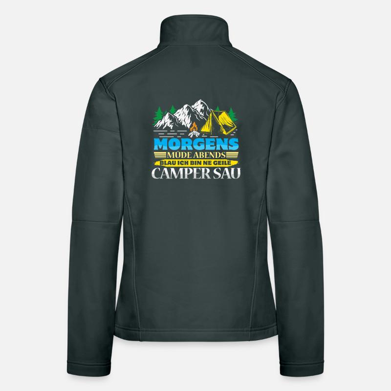 Camper Camping Wohnwagen Spruch Frauen Softshelljacke