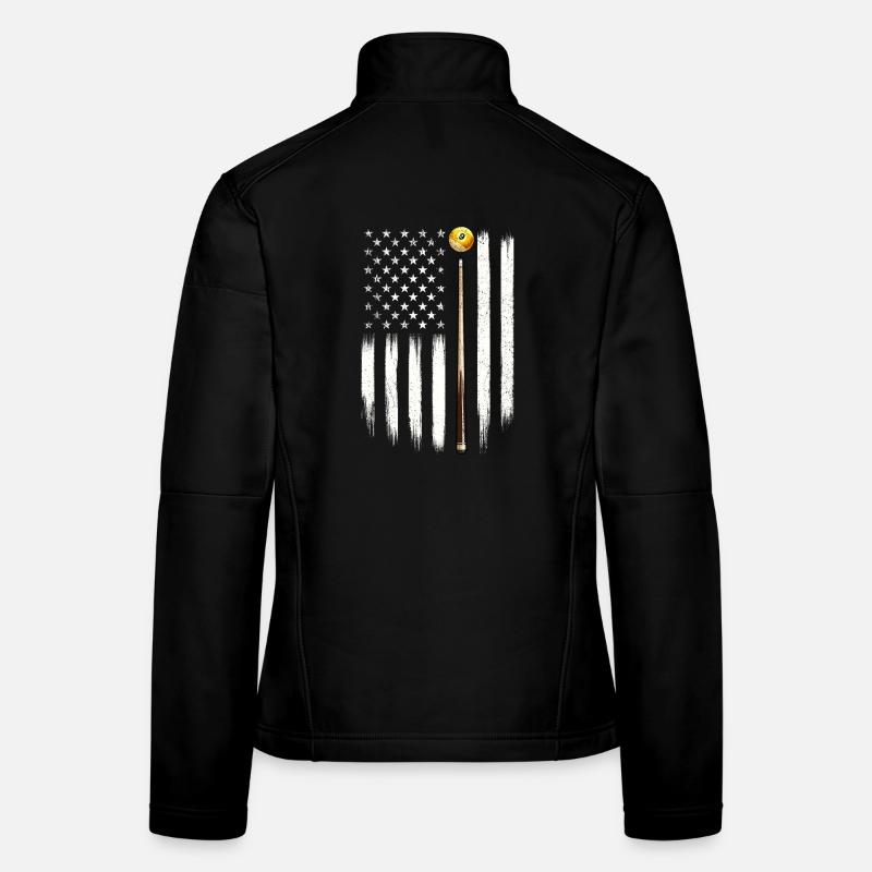 Billard US Drapeau Salle de billard Patriotic Cue Player Veste en tissu softshell Femme