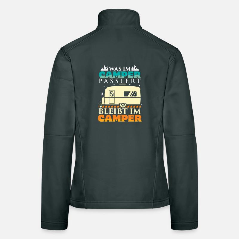 Camper Camping Wohnwagen Spruch Frauen Softshelljacke