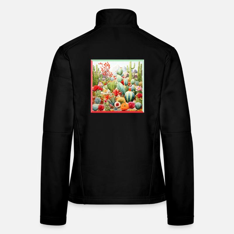 Embroidery cacti collection garden landscape Women's Softshell Jacket