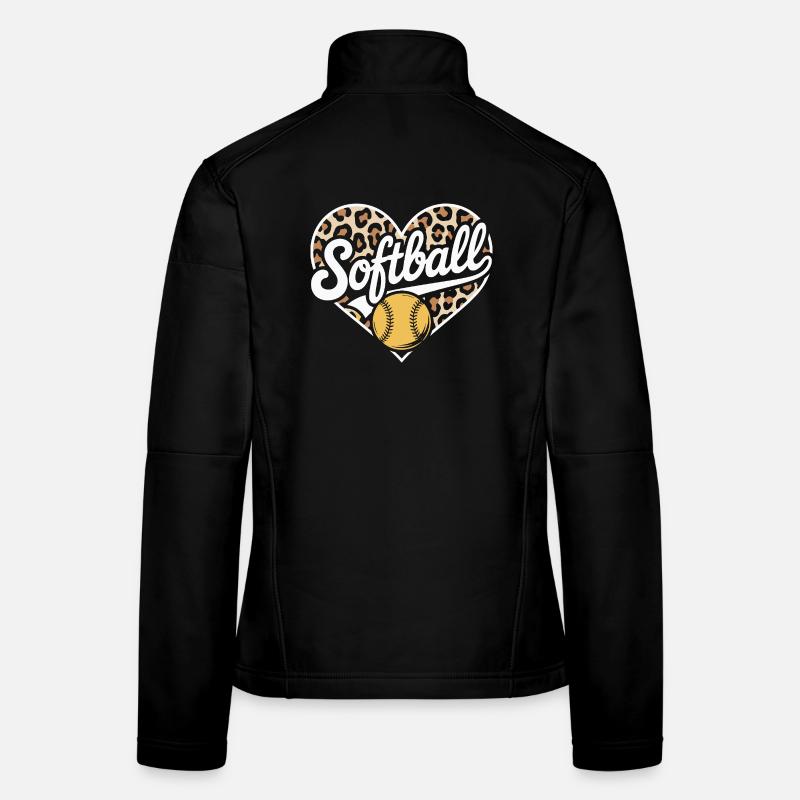 Leopard Muster Softball Herz Design Frauen Softshelljacke