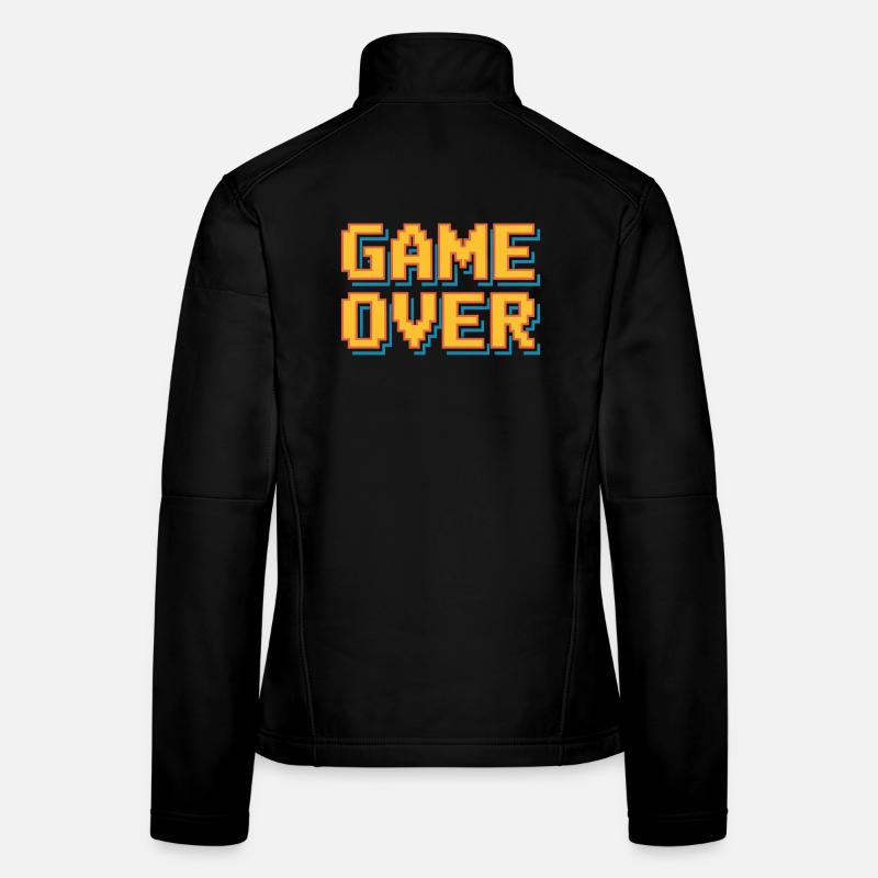 Game Over Rétro Pixel Arcade Gamer Spruch Veste en tissu softshell Femme