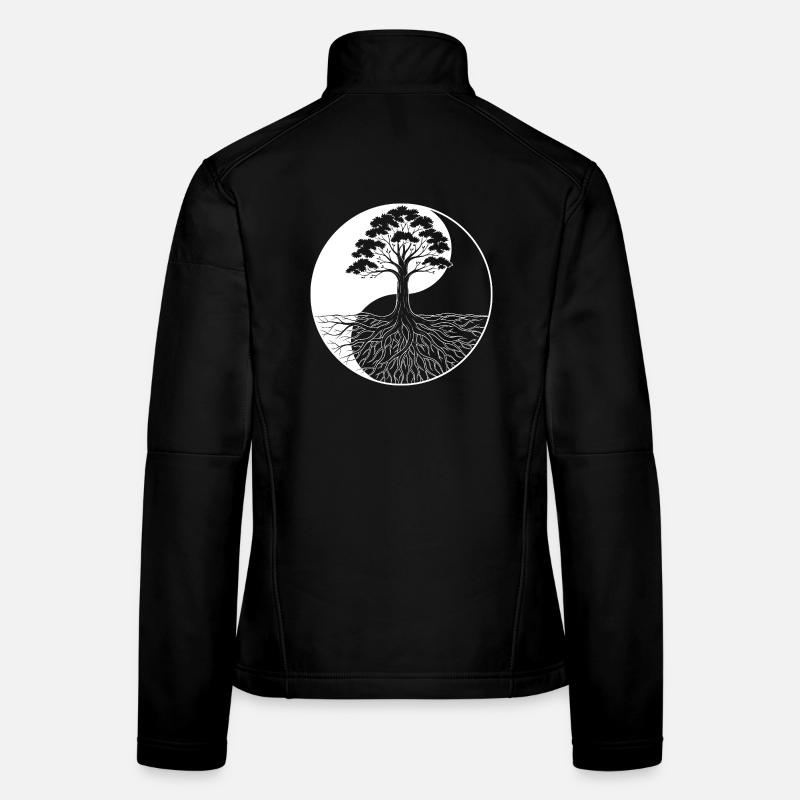 Yin und Yang Lebensbaum Design Frauen Softshelljacke