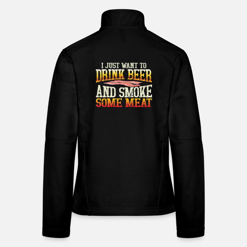 Humoristisches Bier- und Fleisch-Motiv Frauen Softshelljacke