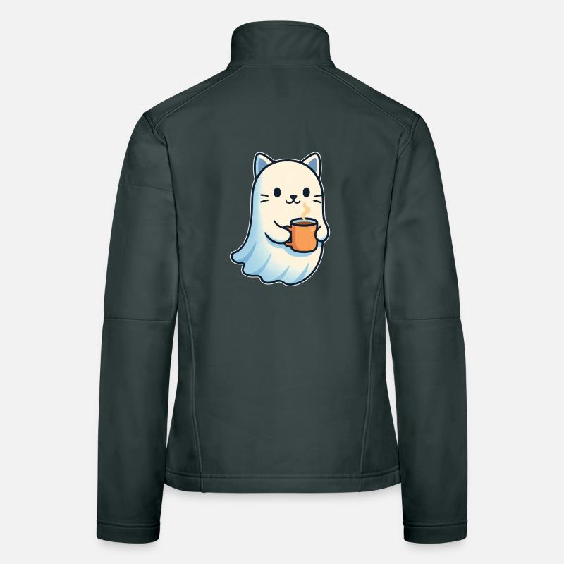 Süßer Katzengeist mit Kaffee Frauen Softshelljacke