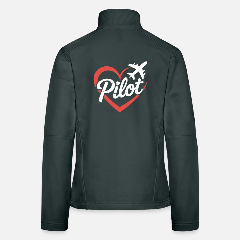 Conception de cœur et de pilote d’avion Veste en tissu softshell Femme