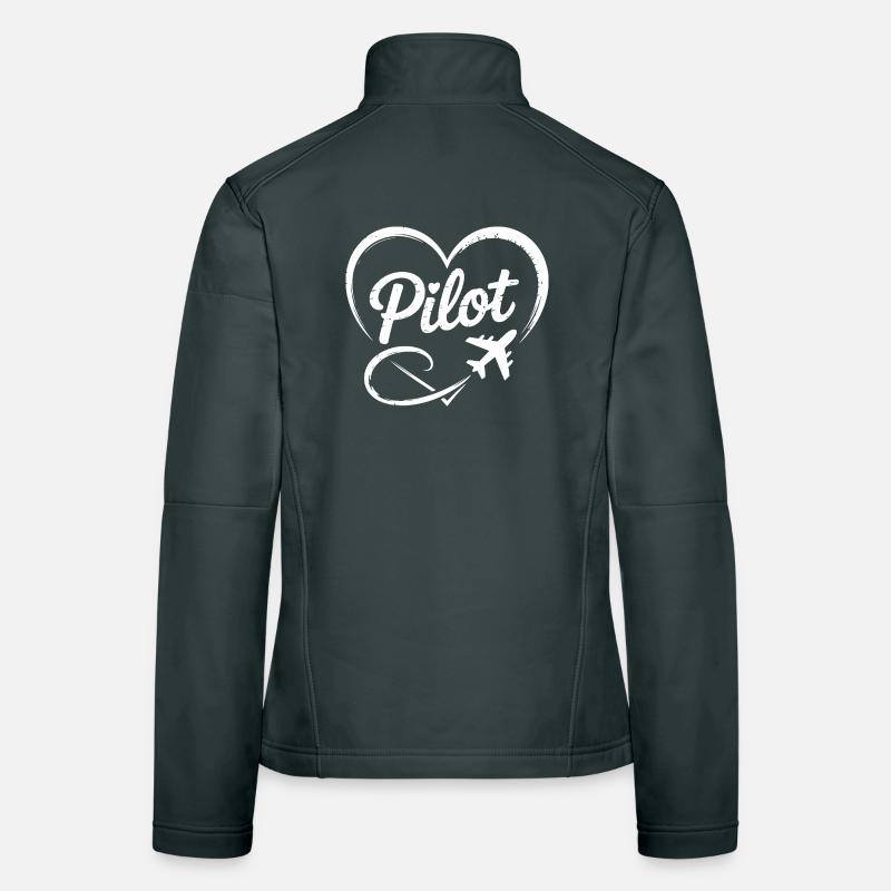 Pilot Herz Flugzeug Flugschein Frauen Softshelljacke