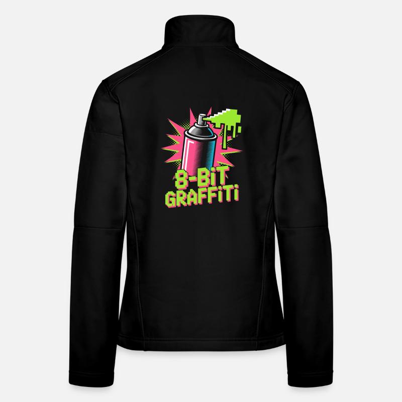 8-bit Graffiti Pop Culture Rétro Jeu vidéo Veste en tissu softshell Femme