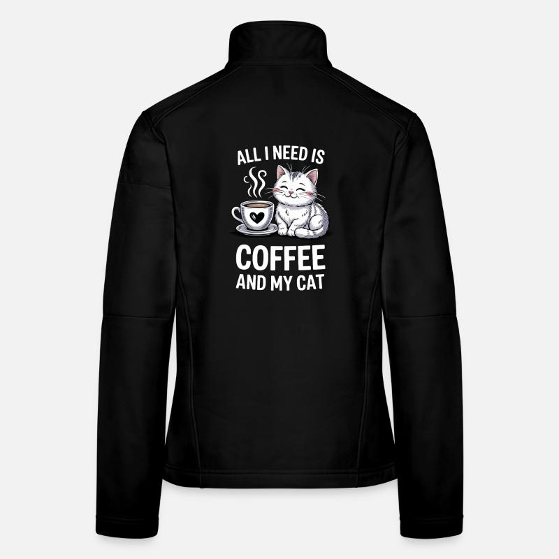 Coffee And Cat Quote Design Frauen Softshelljacke