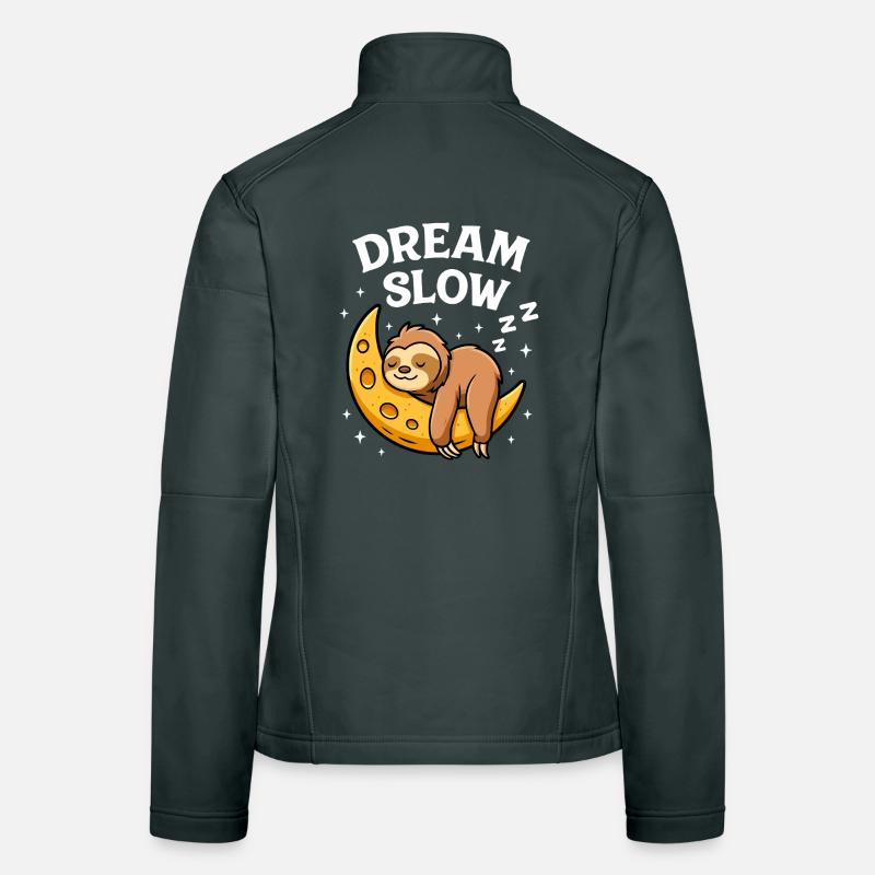 Cute sleeping sloth on moon Women's Softshell Jacket