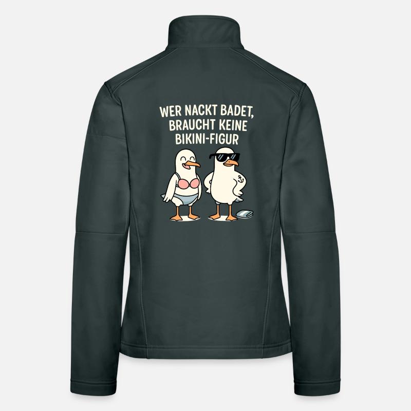 Nude Bathing Bikini Figure Saying Women's Softshell Jacket