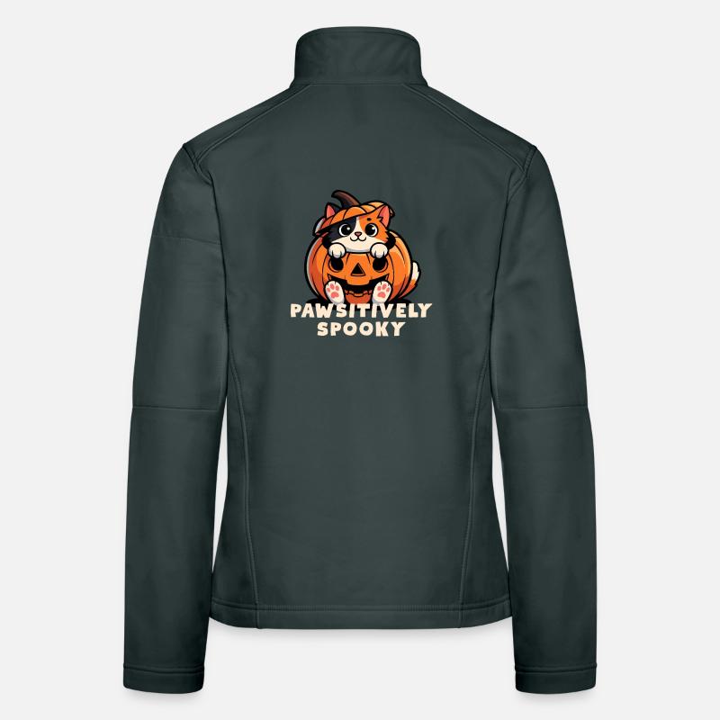 Pawsitively Spooky Pumpkin Cat Women's Softshell Jacket
