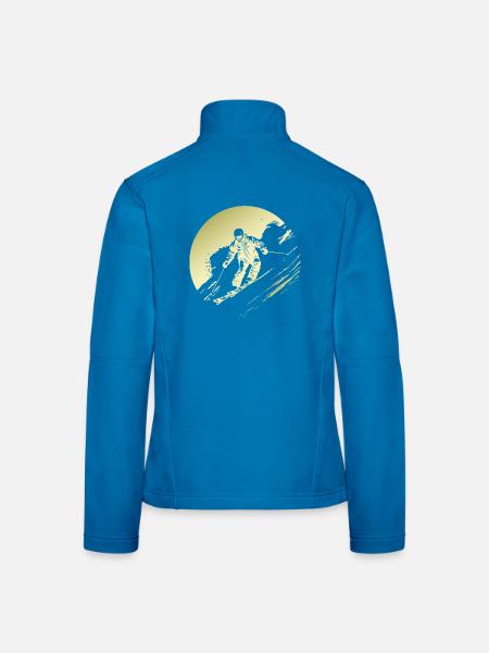 Ski Fahren Skiing Silhouette - Frauen Softshelljacke - Schwarz - Hinten