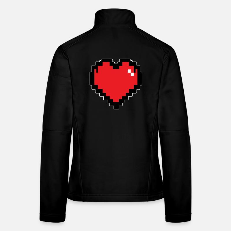 Cœur Pixel Rouge Retro Veste en tissu softshell Femme