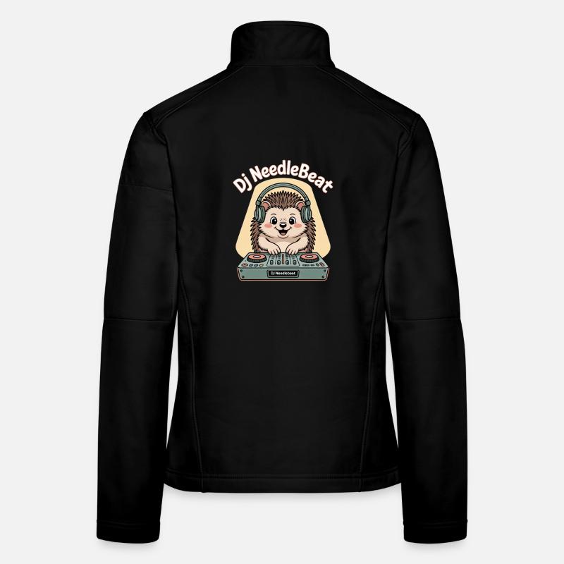 Dj NeedleBeat Igel DJ Mit Kopfhörern Am Pult Frauen Softshelljacke