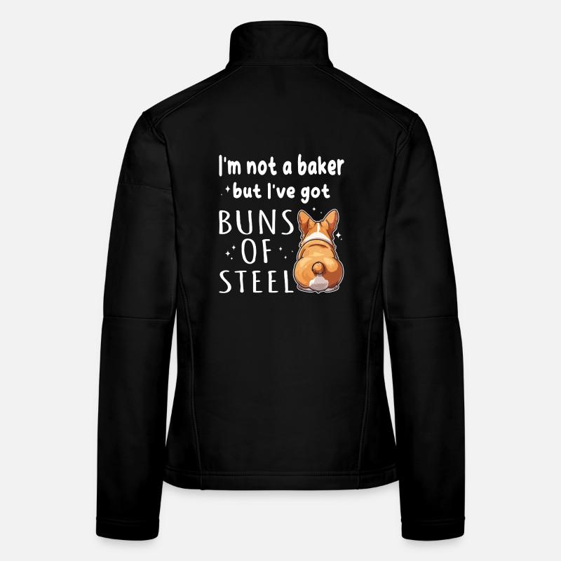 Petits pains d’acier Corgi Jeu de mots Veste en tissu softshell Femme