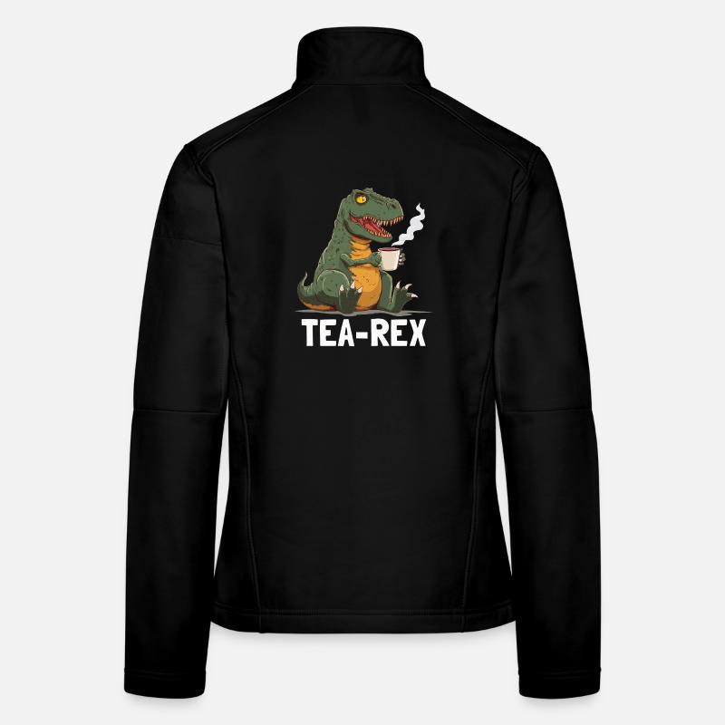 Drôle de T-Rex Dino buvant du thé Veste en tissu softshell Femme