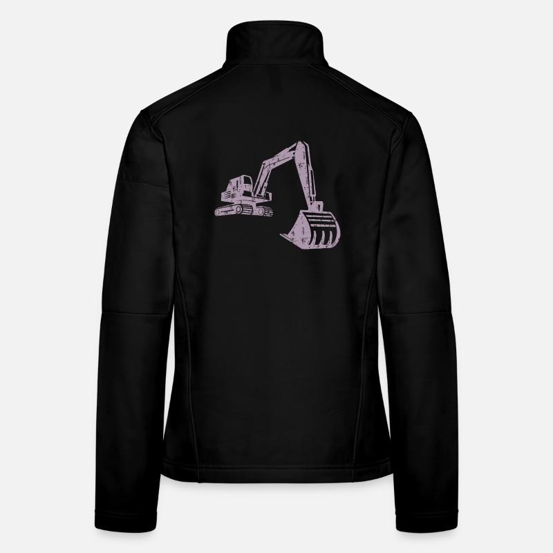 Excavator Silhouette Construction Worker Grunge Design Women's Softshell Jacket