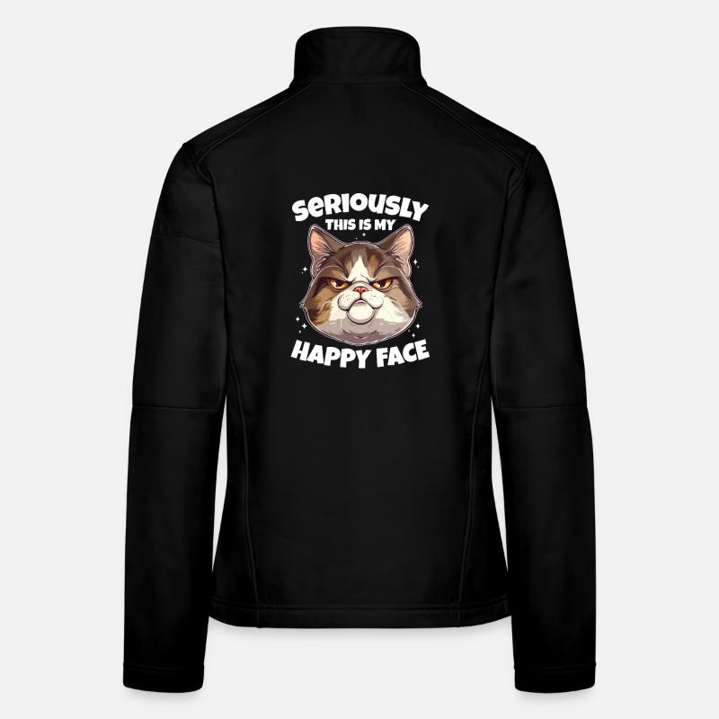 Lustige Katze Glückliches Gesicht Frauen Softshelljacke