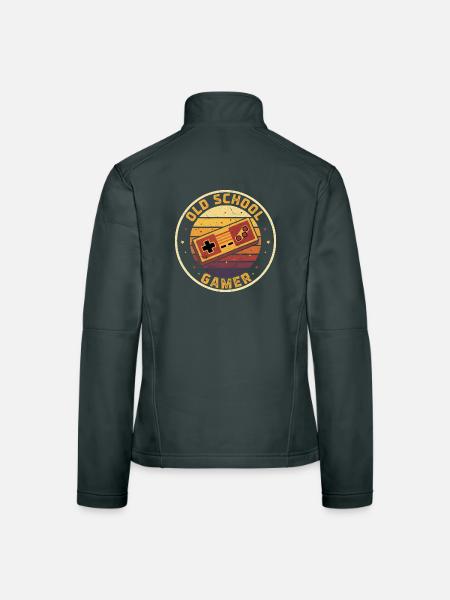 Old School Gamer Sunset Controller Retro Zocker - Frauen Softshelljacke - Schwarz - Hinten