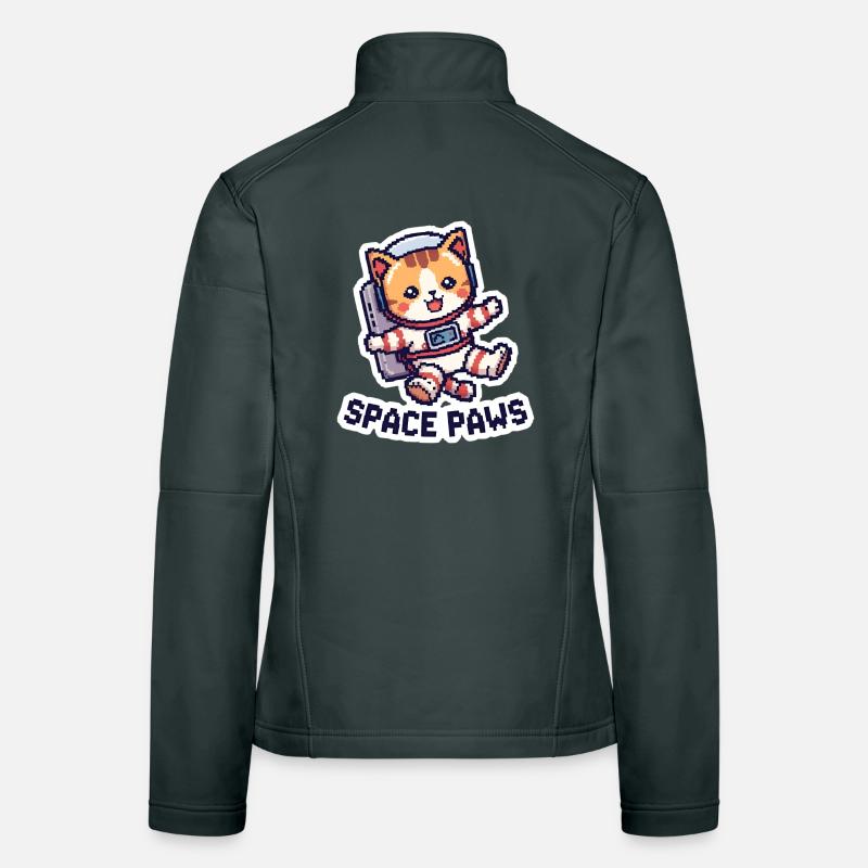 Space Paws – Pixel Cat in Space Frauen Softshelljacke