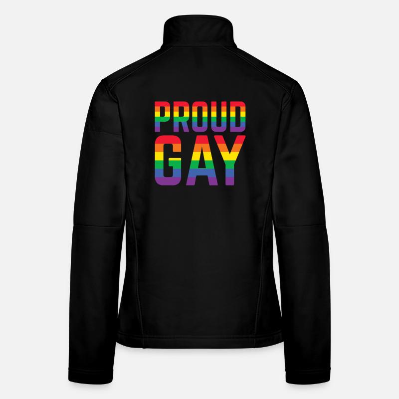 Fier lettrage arc-en-ciel gay Veste en tissu softshell Femme