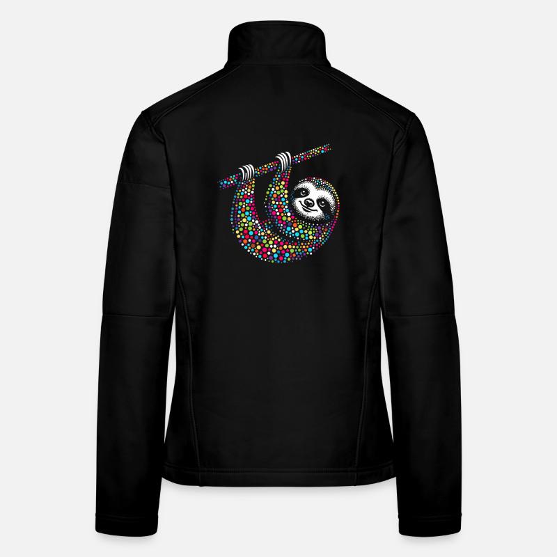 Spotty Rainbow Dotted Sloth Mosaic Women's Softshell Jacket