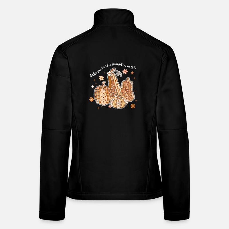 Patchwork Citrouilles Motif Automne Veste en tissu softshell Femme