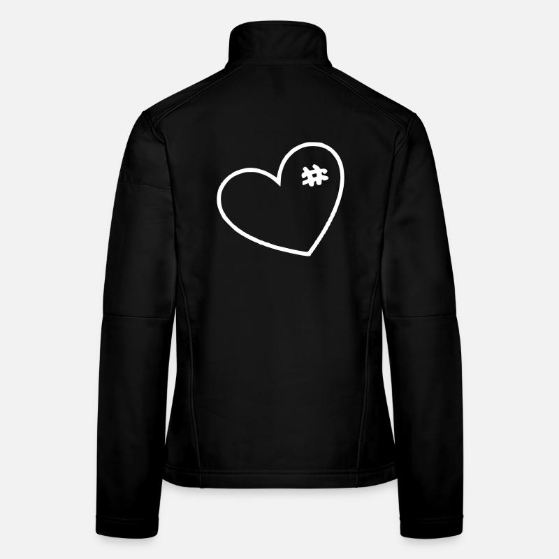Weißes Herz mit Nähten - Frauen Softshelljacke - Schwarz