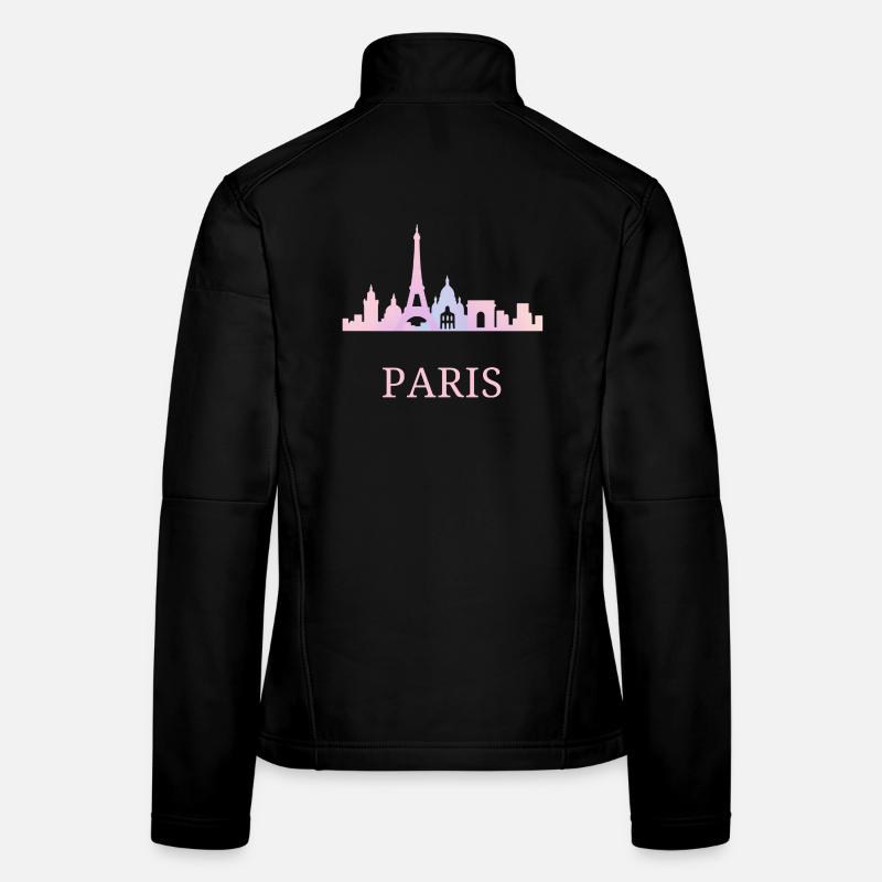 Pastell Paris Skyline Silhouette vibes  Frauen Softshelljacke