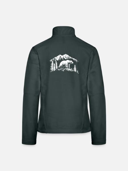 Grizzly Bear Nature Silhouette Mountains Forest - Women's Softshell Jacket - mouse grey - Back