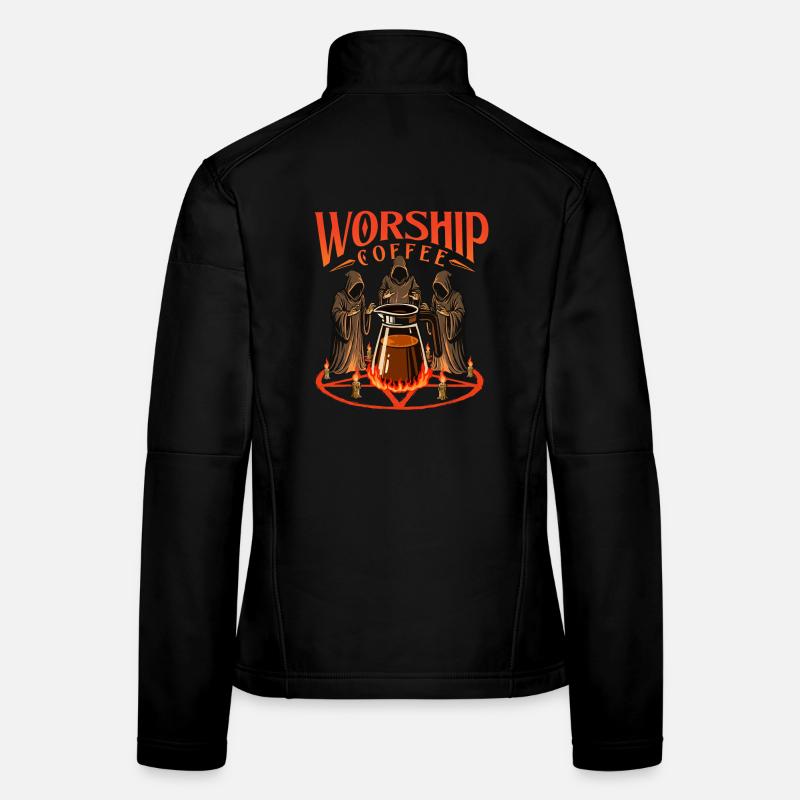 Worship Coffee Bold Koffein Statement Frauen Softshelljacke