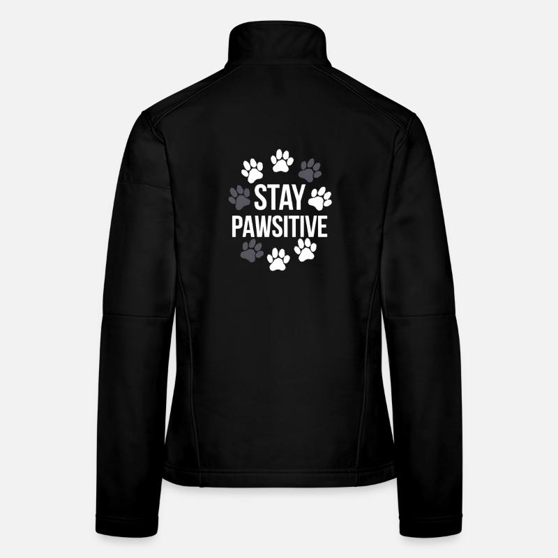 Stay Pawsitive Pfotenabdrücke T-Shirt - Frauen Softshelljacke - Schwarz