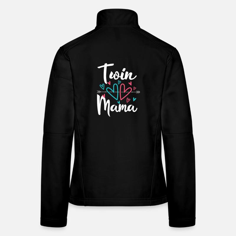 Maman jumelle Grossesse Maman de jumeaux Veste en tissu softshell Femme