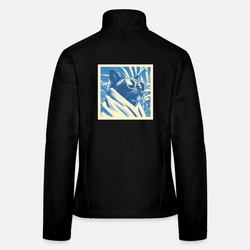 Cool Retro Cat Design Frauen Softshelljacke